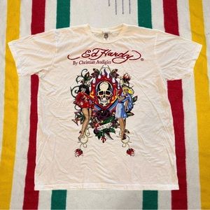 Vintage Ed Hardy Shirt Men’s XL Skull Tattoo Christian Audigier Y2K Streetwear